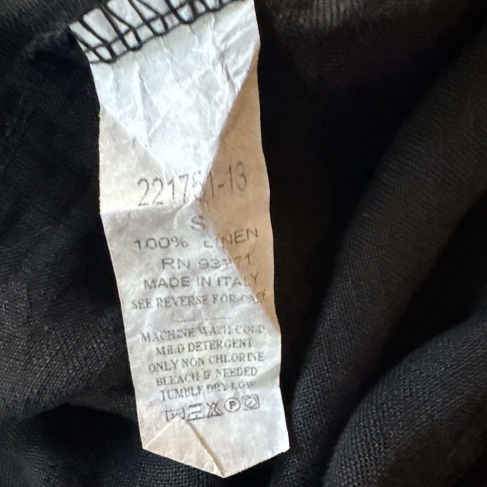 Camille &Co Black Linen Peasant Style Dress Size S Ruffle Staggered Hemline - Picture 6 of 6